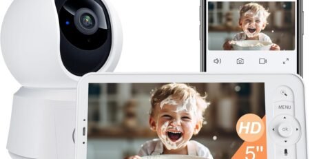ARENTI Baby Monitor, Video Baby Camera with 5-Inch Wireless Display, 360° View, Auto-Night Vision, Temperature Sensor, Sound & Motion Detection, 2 Way Audio, VOX Mode