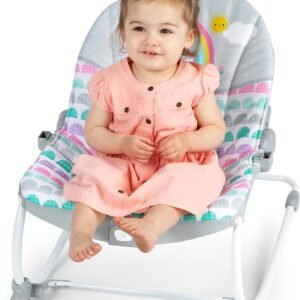 Bright Starts Rosy Rainbow Infant & Toddler Rocker with Vibrations – Unisex Baby Seat - Image 3