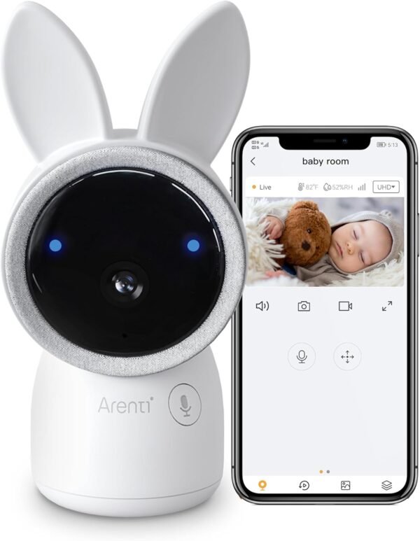 ARENTI Baby Mnitor 3T with 360° View, Temp & Humidity Sensor, Night Vision & Two-Way Audio