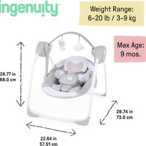 Ingenuity Comfort 2 Go Portable Swing - Compact Cuddle Lamb Design - Image 5