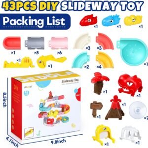 43 PCS Dino Theme Slide Bath Toys for Kids 4-8 | DIY Water Slide Set - Image 7