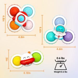 Suction Cup Spinner Toys for Babies & Toddlers - Bath & Travel Fun (3 Pcs) - Image 7