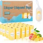 USBOO Diaper Disposal Bags - 20 Refill Rolls/300 Pack Baby Poop Bag with Dispenser | Tropical Fruit Scented | Leak Proof & Trash Bags for Diapers | Baby Essentials