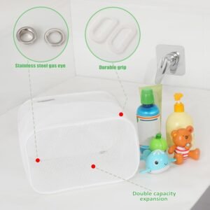 Ligereza Quick Scoop Baby Bath Toy Organizer - Large Capacity, White - Image 5