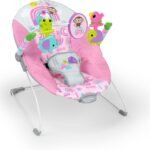 Bright Starts Pink Paradise Portable Baby Bouncer with Vibrating Infant Seat and -Toy Bar, Max Weight 20 lbs., Age 0-6 Months