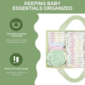 Portable Baby Diaper Caddy Organizer with Changing Mat - Blue & White - Image 4