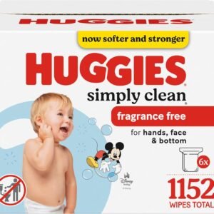 Baby Wipes; Huggies Simply Clean; UNSCENTED; Hypoallergenic; 6 Refill Packs; 1152 Count
