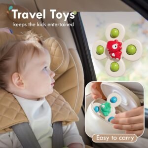 ALASOU 3PCS Suction Cup Spinner Toys for 1-3 Year Olds | Baby Bath & Sensory Gifts - Image 6