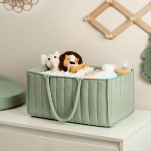 Baoswi Diaper Caddy Organizer - Stylish Green Nursery Storage Basket - Image 4