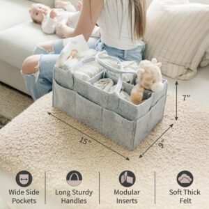 PUTSKA Nursery Storage Basket - Diaper Caddy Organizer for Newborn Essentials - Image 2