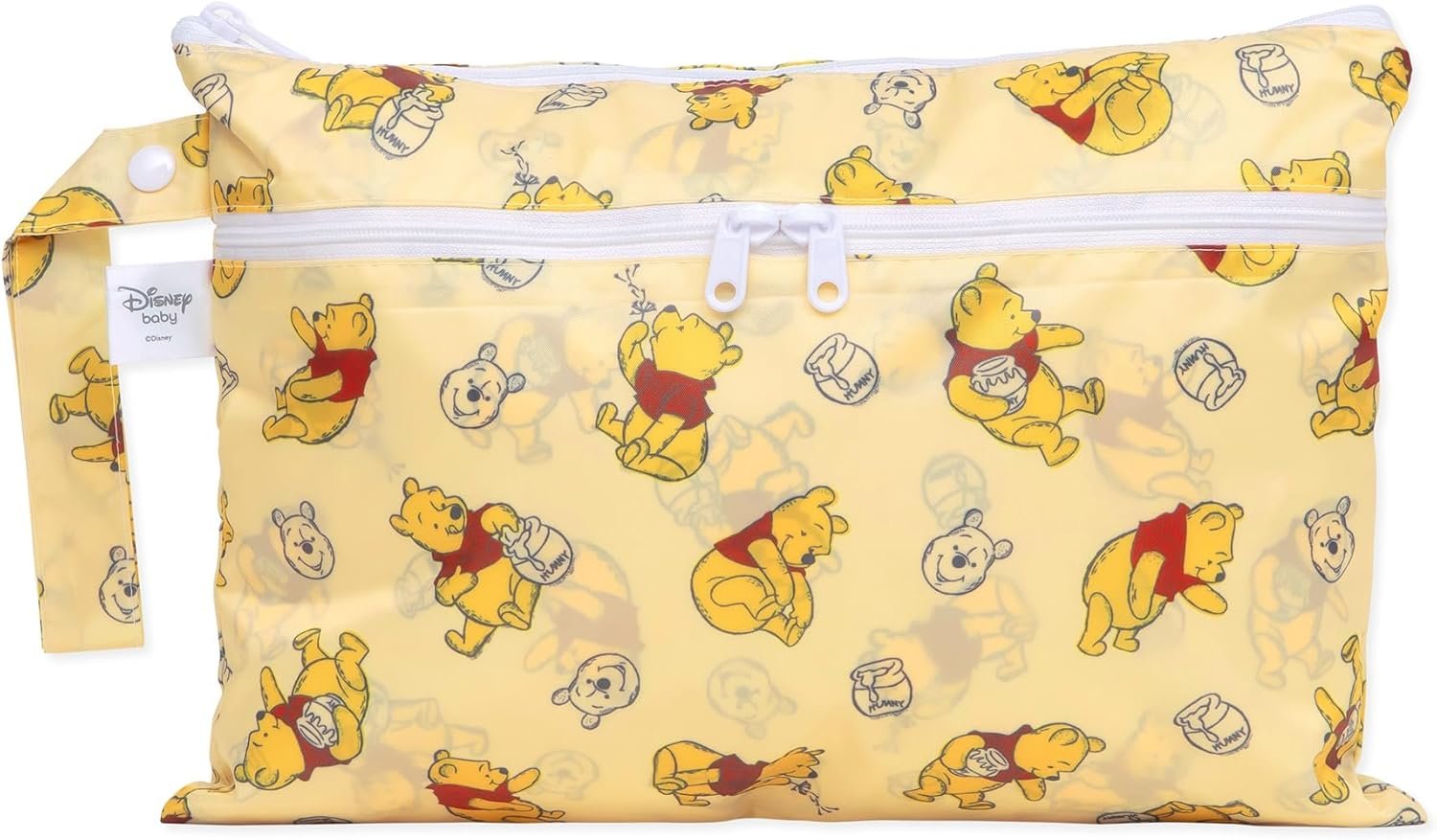 Bumkins Disney Waterproof Wet Dry Clutch Bag for Baby, Travel, Swim Suit, Cloth Diapers, Pump Parts, Pool, Gym Clothes, Toiletry, Hook to Stroller, Daycare, Packing Pouch, Zip Bag, Winnie the Pooh