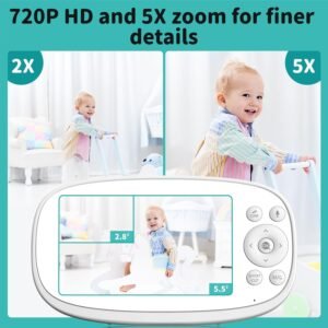 VIZOLINK 5.5" Split-Screen Baby Monitor with Auto Motion Tracking - No WiFi - Image 2