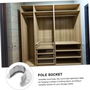 Heavy Duty Stainless Steel Closet Pole - Flange Seat Wardrobe Hanger - Image 4