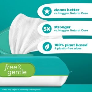 Pampers Free & Gentle 100% Plant-Based Baby Wipes, 52 Count - Fragrance Free - Image 4