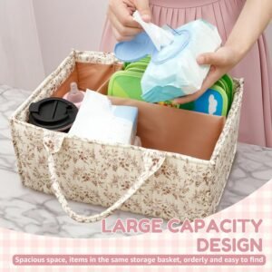 Floral Baby Diaper Caddy Organizer – Portable Storage Bin for Nursery & Car - Image 6