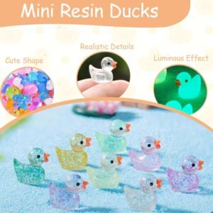 50PCS Glow in the Dark Mini Resin Ducks | Tiny Bath Party Favors, Decor - Image 3