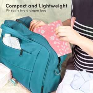 Portable Waterproof Diaper Changing Pad - Compact, Wipeable Travel Mat (Pink Flowers) - Image 4