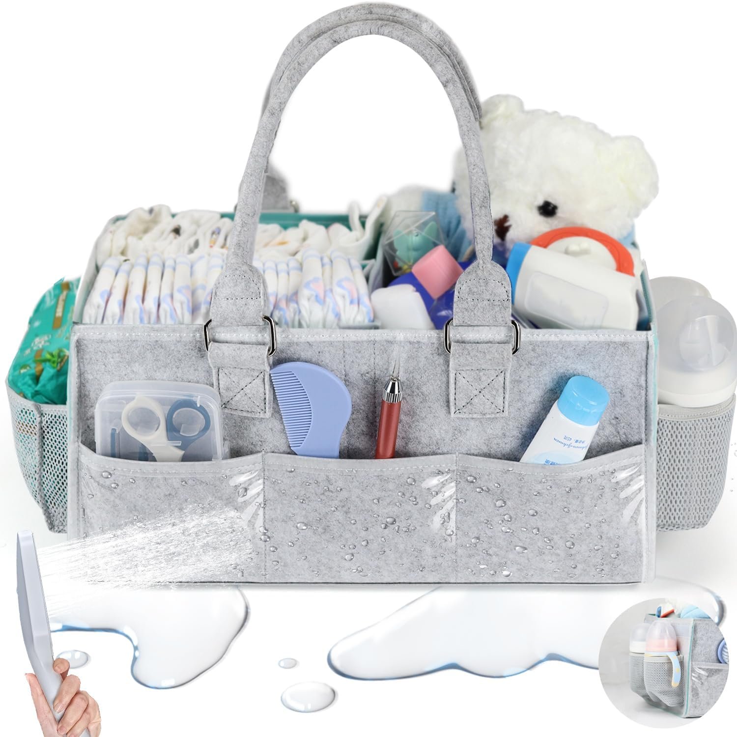 Ayakol Baby Diaper Caddy Organizer, Gift Registry for Baby Shower List，New Mom and Baby Must Haves Essentials, Neutral Baby Gift Basket with Waterproof 2025 new model