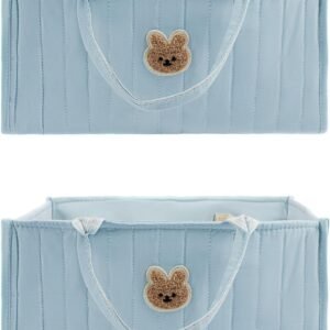 2PCS Baby Diaper Caddy Organizer, Nursery Storage Basket for Diaper Station, Newborn Essentials, Baby Shower Gifts and Registry Must-Haves for Boy or Girl