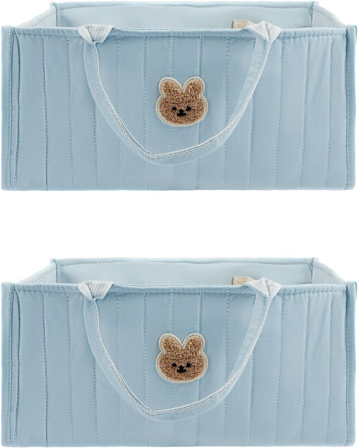 2PCS Baby Diaper Caddy Organizer, Nursery Storage Basket for Diaper Station, Newborn Essentials, Baby Shower Gifts and Registry Must-Haves for Boy or Girl