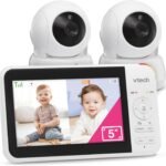 VTech VM924-2 Pan & Tilt Video Baby Monitor with 2 Cameras, 5" LCD Screen, Up to 17 Hrs Video Battery Life(2600 mAh), 1.33x Zoom, Night Vision, Best-in-Class 1000ft Range, Soothing Sounds, 2-Way Talk