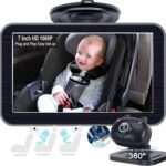 DoHonest Baby Car Camera 7-Inch: USB Plug and Play Easy Setup 360° Rotating Backseat Camera Two Kids HD 1080P Rear Facing Car Seat Camera Clear Night Vision -V9