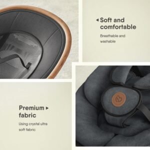 Electric Baby Swing for Newborns | Portable with Music, 5 Speeds, Remote Control (Dark Grey) - Image 6