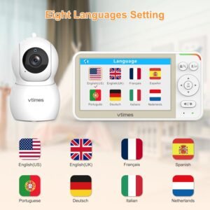 VTimes Baby Monitor – 5" Screen, 32-Hour Battery, No WiFi, Night Vision & Two-Way Talk - Image 8