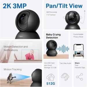 2-Pack Tapo TP-Link 2K Indoor Security Camera – Pan/Tilt, 2-Way Audio, Alexa/Google Home Compatible - Image 2