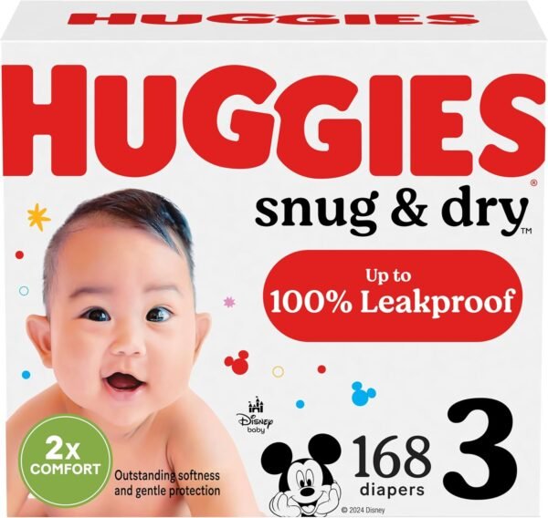 Huggies Snug & Dry Disposable Baby Diapers, Size 3, 168 Count