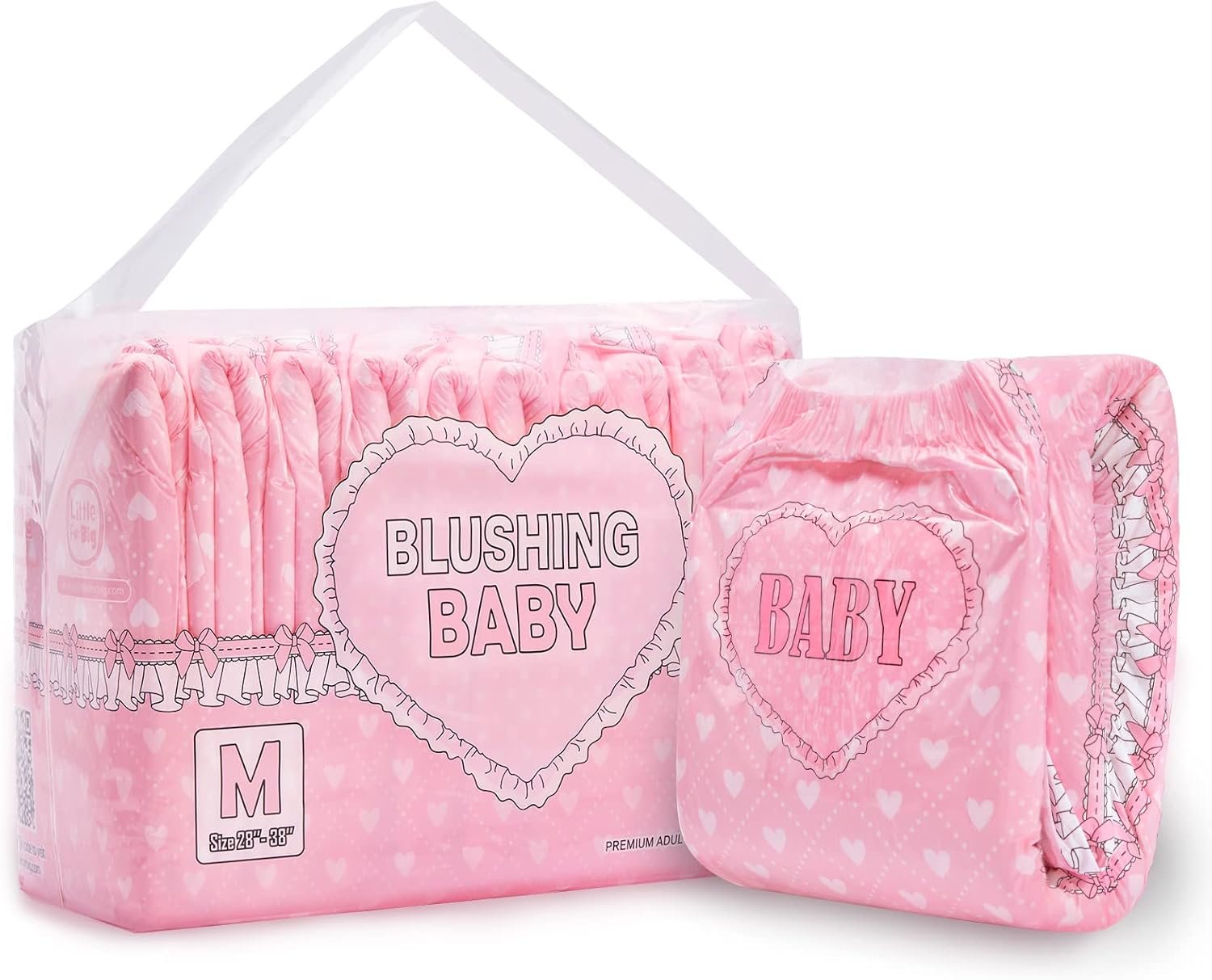 Littleforbig Printed Adult Brief Diapers 10 Pieces - Blushing Baby(M)