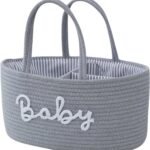 Cotton Cloth Diaper Organizer Foldable Nursery Storage Bin with Parkable Storage Basket Compartment Baby Essentials Diaper Organizer