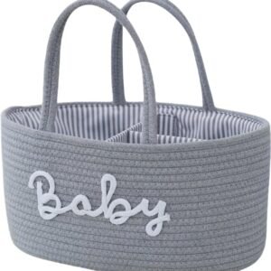 Cotton Cloth Diaper Organizer Foldable Nursery Storage Bin with Parkable Storage Basket Compartment Baby Essentials Diaper Organizer