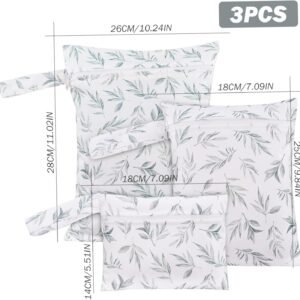 Leaf Printed Wet Dry Bags Set of 3 - Waterproof Zippered Organizers for Travel & Diapers - Image 6