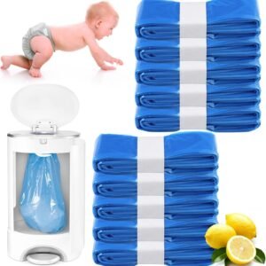 Diaper Pail Refill Bags,10 Pack Lemon Scent for Genie Diaper Bags Refill, 100% Lock Odor and Seal Diaper Pail Refills, Fully Compatible with Diaper Genie and with Munchkin