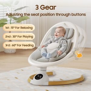 Bluetooth Baby Swing for Infants - 5 Speeds, Music & Remote Control (White) - Image 3