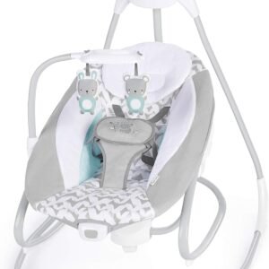 Ingenuity 2-in-1 SimpleComfort Lightweight Compact 6-Speed Multi-Direction Baby Swing & Rocker, Vibrations & Nature Sounds, 0-9 Months 6-20 lbs (Raylan)