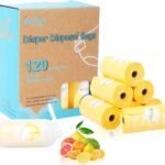 USBOO Diaper Disposal Bags - 8 Refill Rolls/120 Pack Baby Poop Bag with Dispenser | Tropical Fruit Scented | Leak Proof & Trash Bags for Diapers