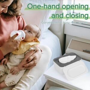 Flenpptly Baby Wipes Dispenser - Gray, Keeps Wipes Fresh & Easy Access - Image 7