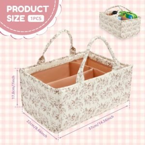 Floral Baby Diaper Caddy Organizer – Portable Storage Bin for Nursery & Car - Image 2