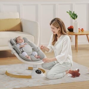Bluetooth Baby Swing for Infants - 5 Speeds, Music & Remote Control (White) - Image 7