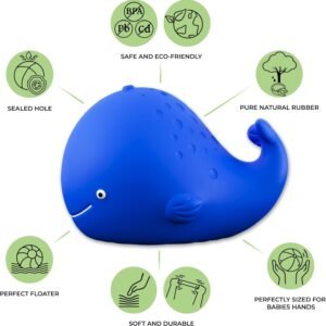 Natural Rubber Bath Toy for Babies - Kala the Whale, BPA-Free, Hole-Free - Image 2