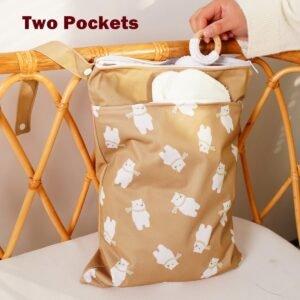 Waterproof Wet Dry Bags - 2 Zippered Pockets & Handle for Baby, Gym, & Swim - Image 3
