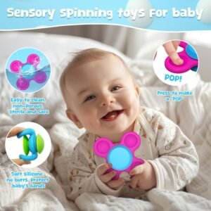 Silicone Suction Cup Spinner Bath Toys for 1 Year Old – No Hole, Stackable Toddler Gifts - Image 2