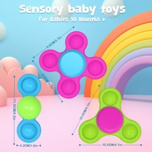 Silicone Suction Cup Spinner Bath Toys for 1 Year Old – No Hole, Stackable Toddler Gifts - Image 5