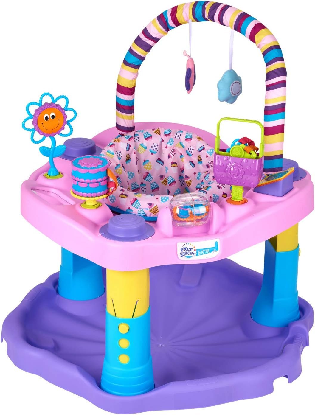 Exersaucer Bounce and Learn Sweet Tea Party, Pink/Purple/Yellow