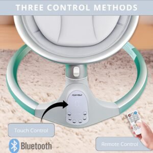 Portable Electric Baby Swing with Bluetooth, Remote & 5 Speeds - Grey - Image 3