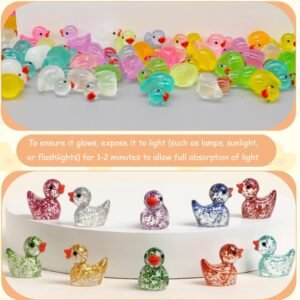 50PCS Glow in the Dark Mini Resin Ducks | Tiny Bath Party Favors, Decor - Image 4