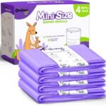 Godyoy Refills Compatible with DEKOR MINI Diaper Pail Refills Bags 4 Pack Extra Thickness Powerful Odor Eliminate Extra 20% Length Holds up to 1380 Lavender Scent Diapers Most Economical Refill System