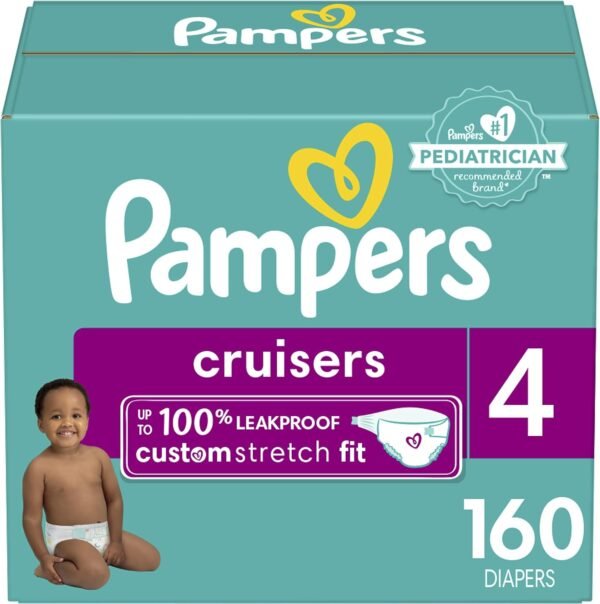 Pampers Diapers Size 4, 160 Count - Cruisers Disposable Baby Diapers, (Packaging May Vary)